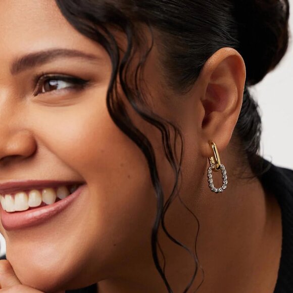 NEW Ana Luisa Ash Double Two Tone Double Hoop Earrings - Picture 4 of 6